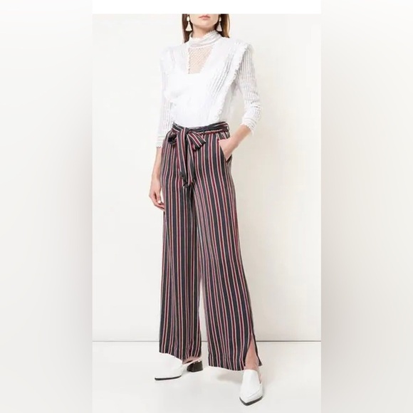 Frame Easy striped charmeuse wild leg pants MEDIUM - Picture 4 of 8